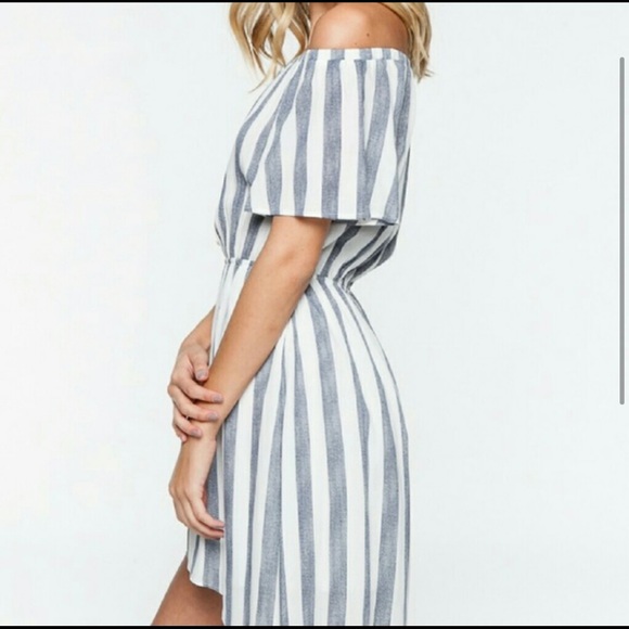 Everly Striped Off-the-Shoulder Dress - Picture 2 of 4